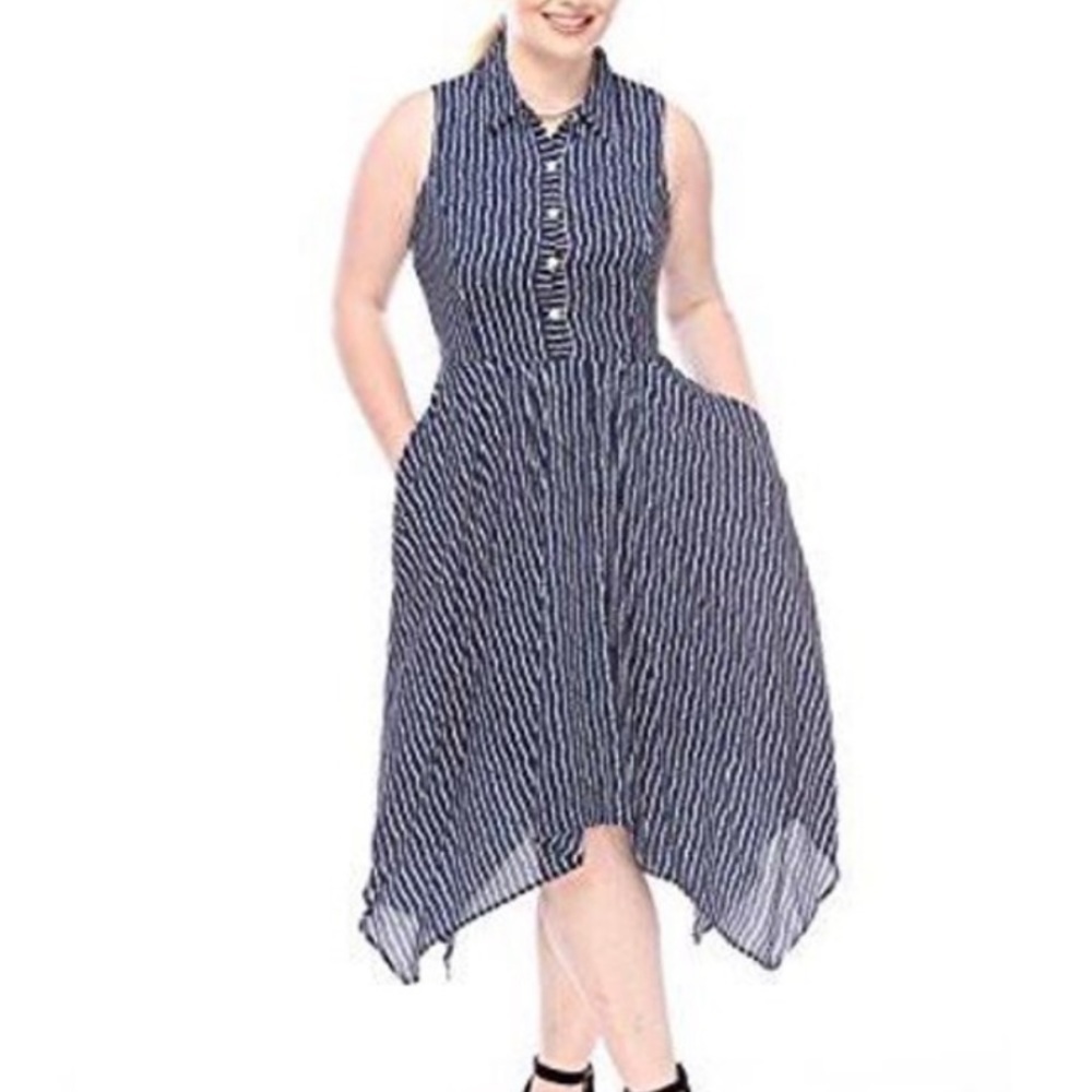 Gaby Skye Striped Dress Hankerchief Hem Size 12